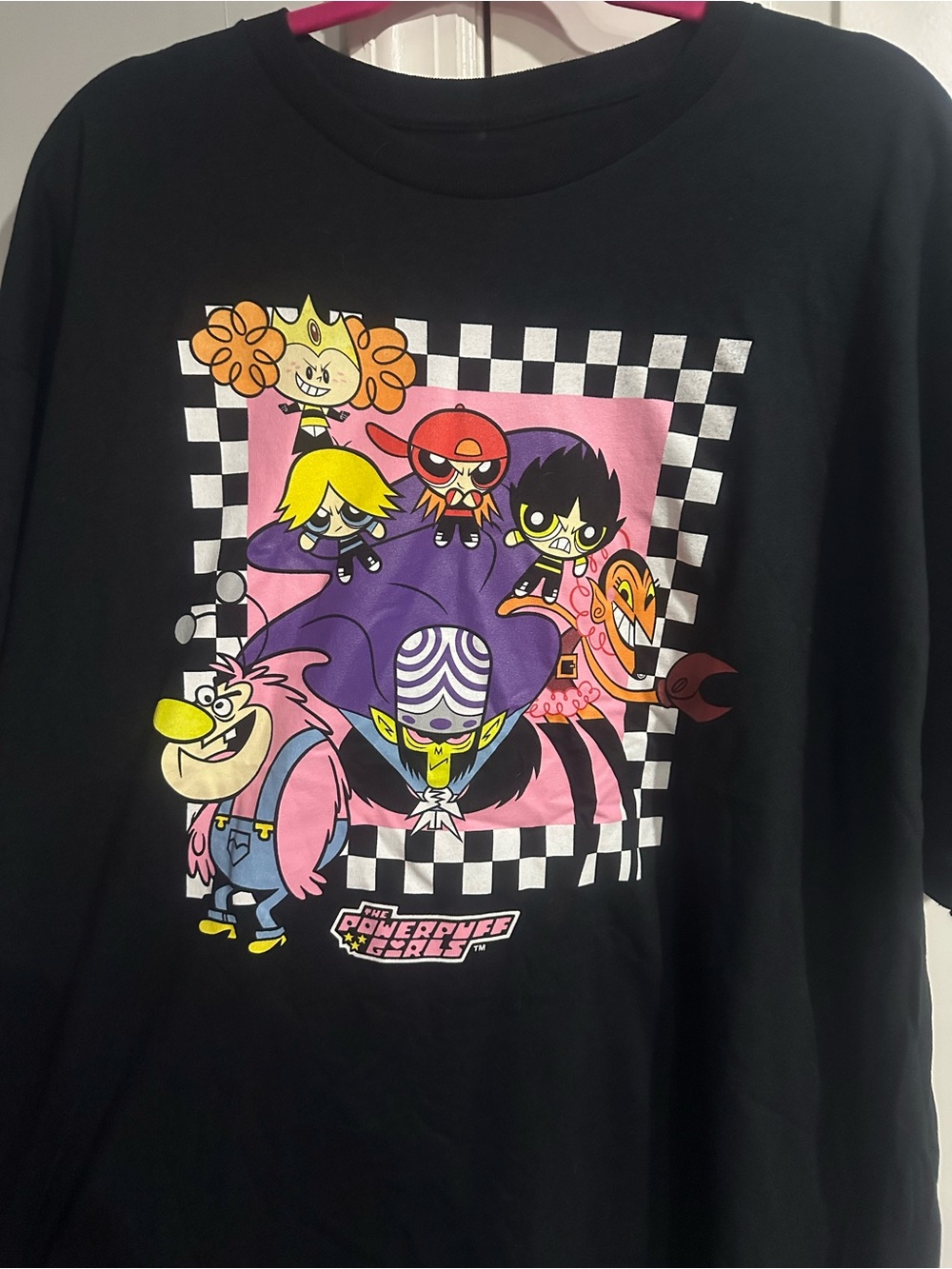 Black Powerpuff Girls Long Sleeve Graphic Tee - Pink & Purple Design